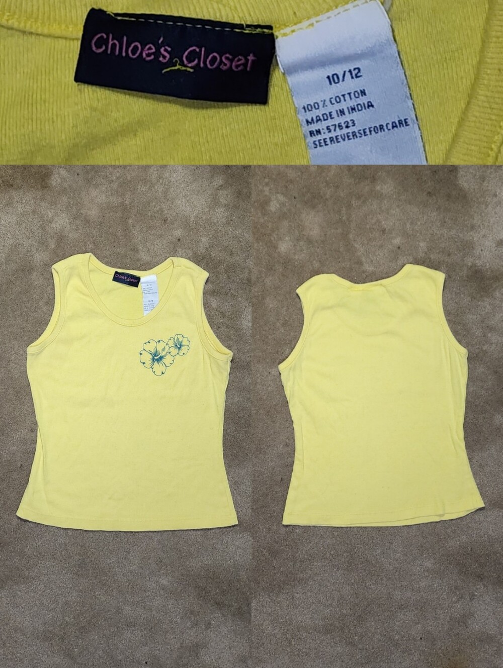 Kids Yellow Tank op Sz 10/12